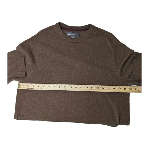 Eddie Bauer Medium Merino Wool Blend Mens Stretchy Crewneck Tan Brown Sweater - Picture 11 of 12